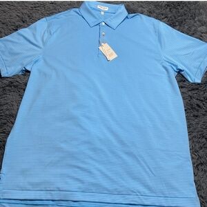 Peter Millar Crown Sport Summer Mens Golf Polo, Blue Stripe, Size Med, NWT